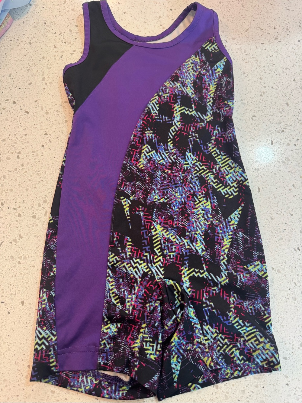 Girls' Purple Aztec-Print Leotard Jumper